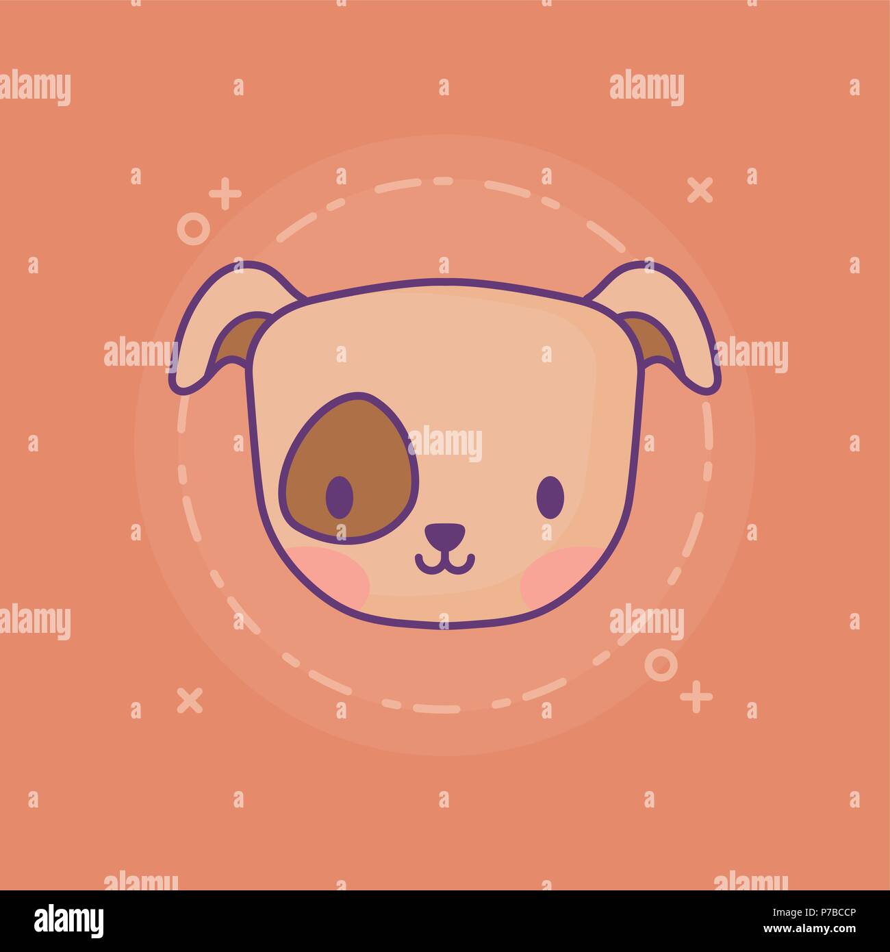 cute dog icon over orange background, colorful design. vector