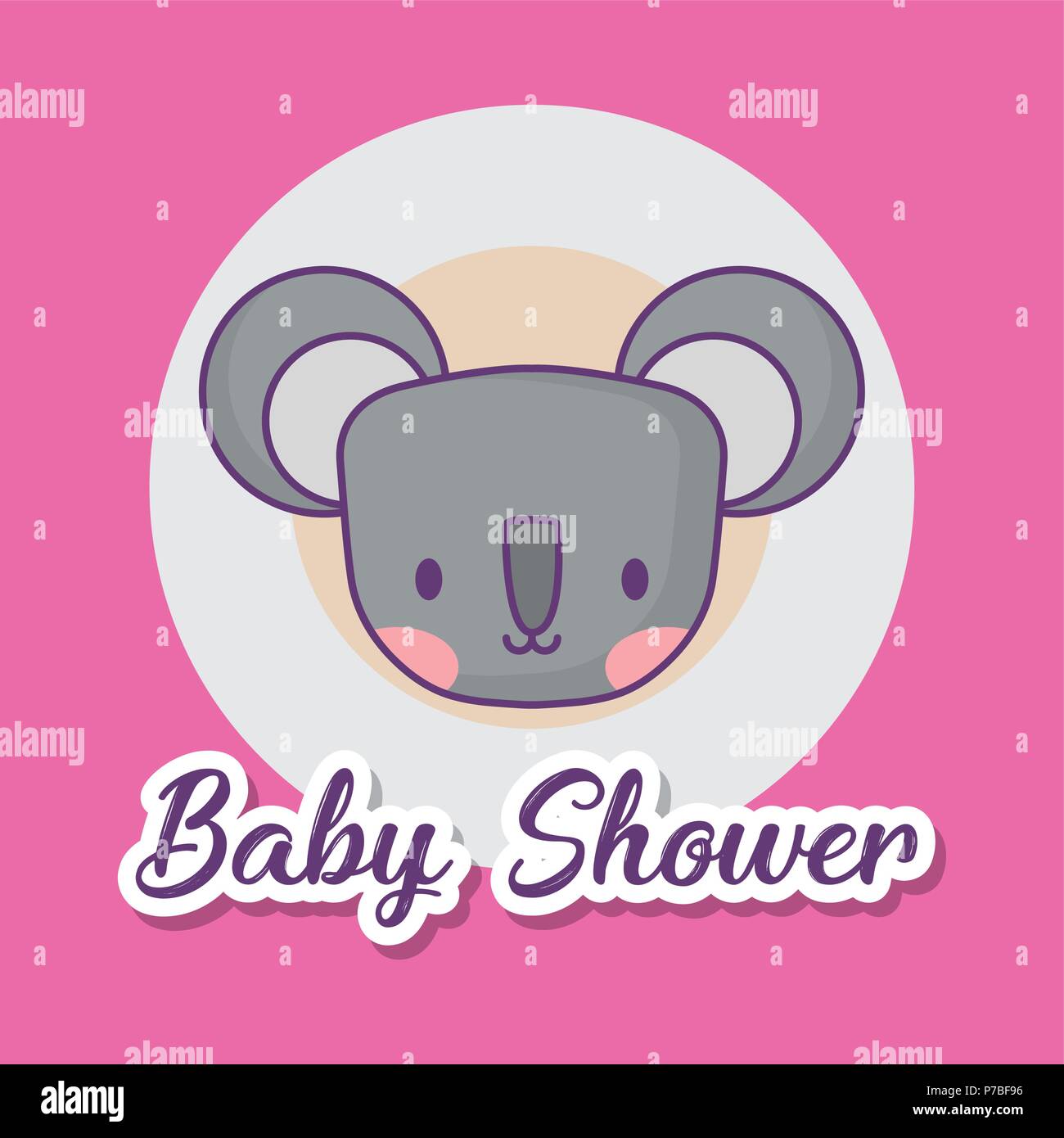 Baby shower design with cute koala icon over pink background, colorful ...