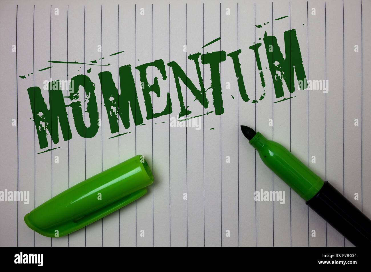 Handwriting text Momentum. Concept meaning Quantity motion in moving