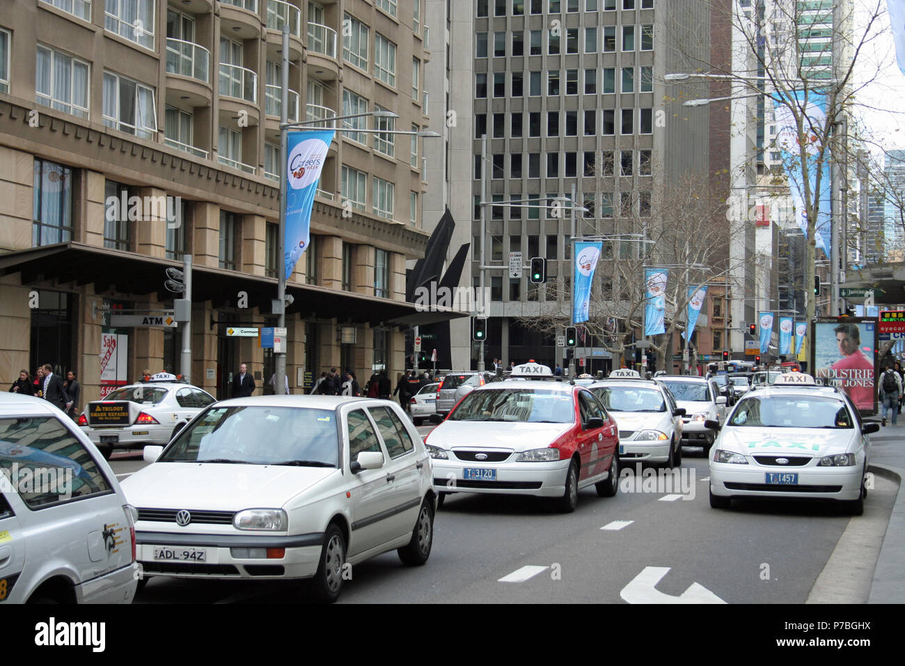 Traffic congestion on George Street in the city of Sydney, New South Wales, Australia Stock Photo