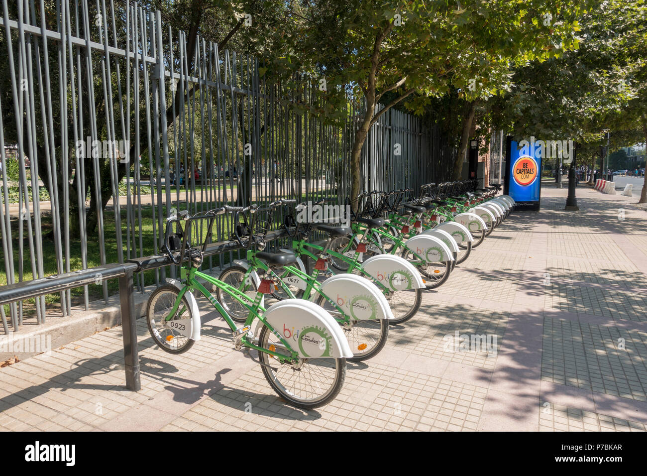 The Bici Las Condes bicycle rental plan at Parque Arauco, Las Condes, Santiago Stock Photo