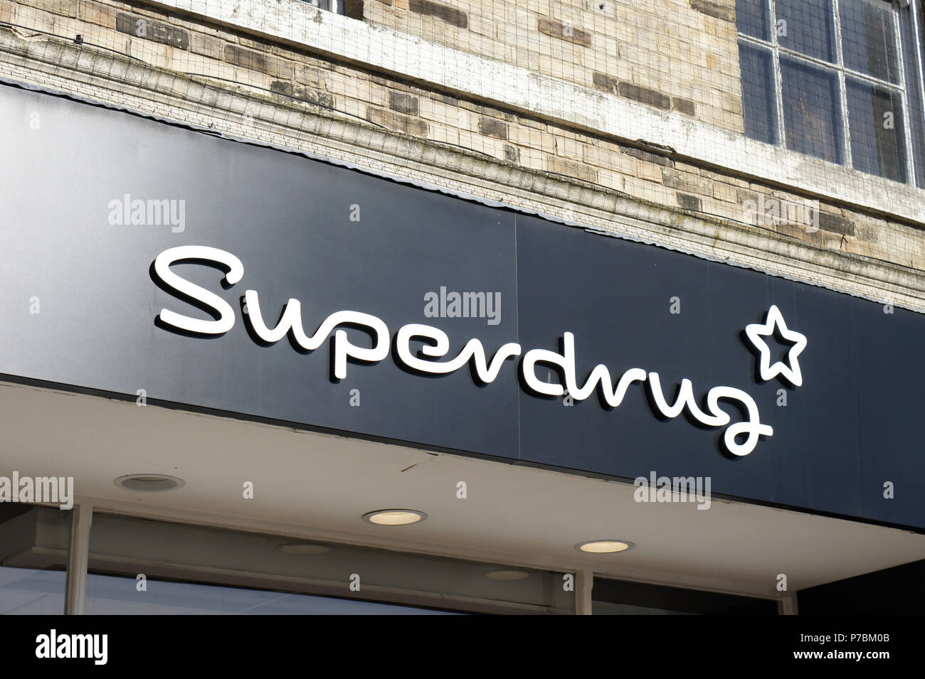 Bury St Edmunds, UK - February 16 2018:  The exterior of a Superdrug store in Bury St Edmunds Stock Photo