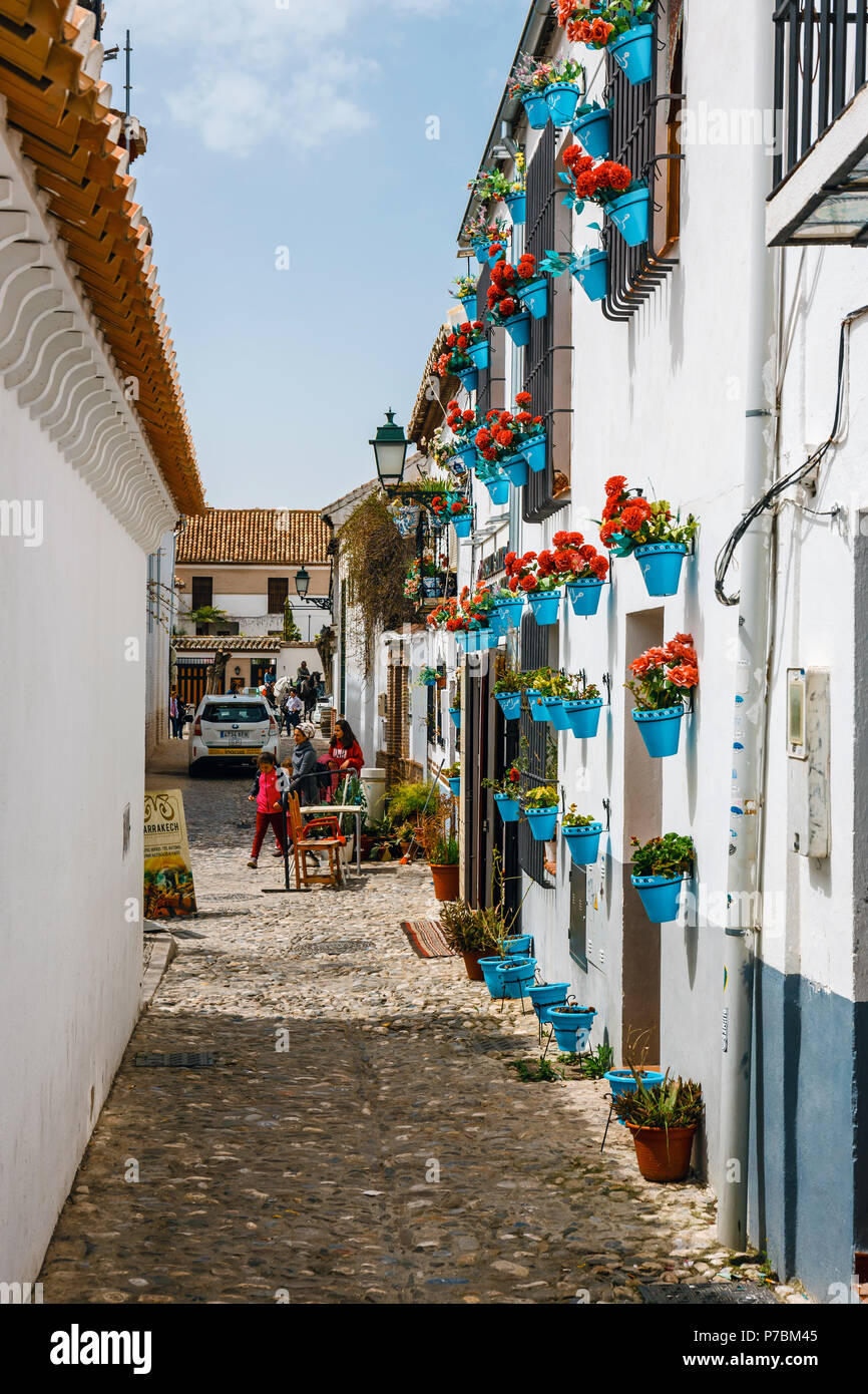 Granada, Spain, April 06, 2018: : Facade of a traditional Granada, Spain, April 06, 2018: : Facade of a traditional