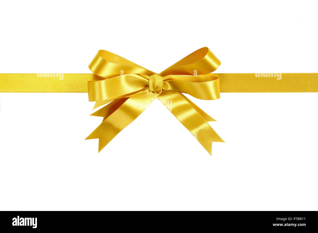 Gold bow gift ribbon Stock Photo