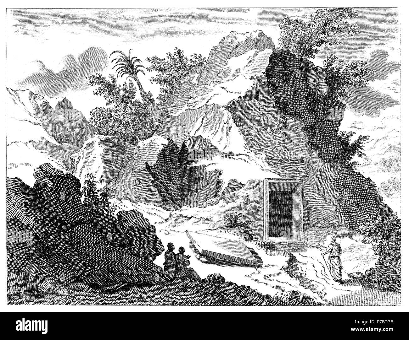 Historia sagrada. Tumba de los hebreros con abertura lateral. Grabado de 1862. Stock Photo