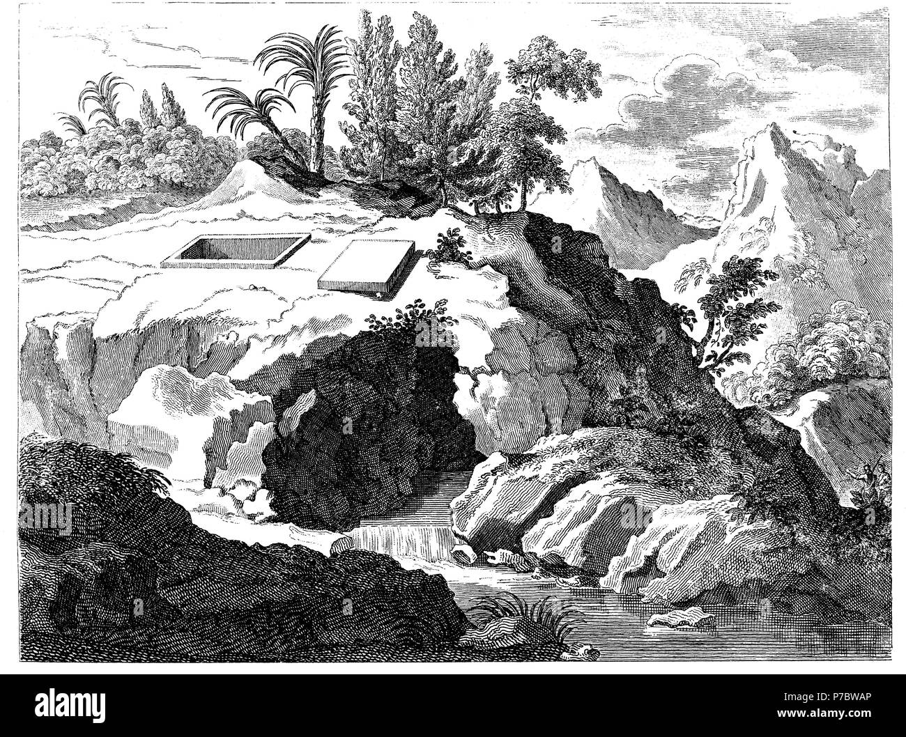 Historia sagrada. Tumba de los hebreos con abertura superior. Grabado