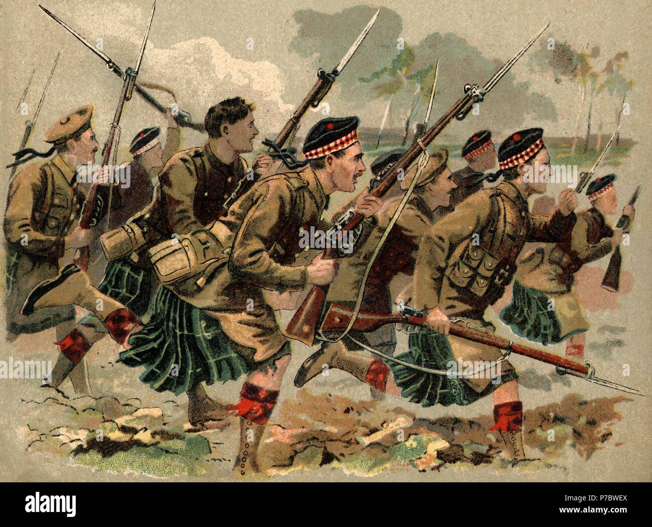 Europa. Primera guerra mundial (1914-1918). Carga a la bayoneta de un regiminerto escocés. Stock Photo