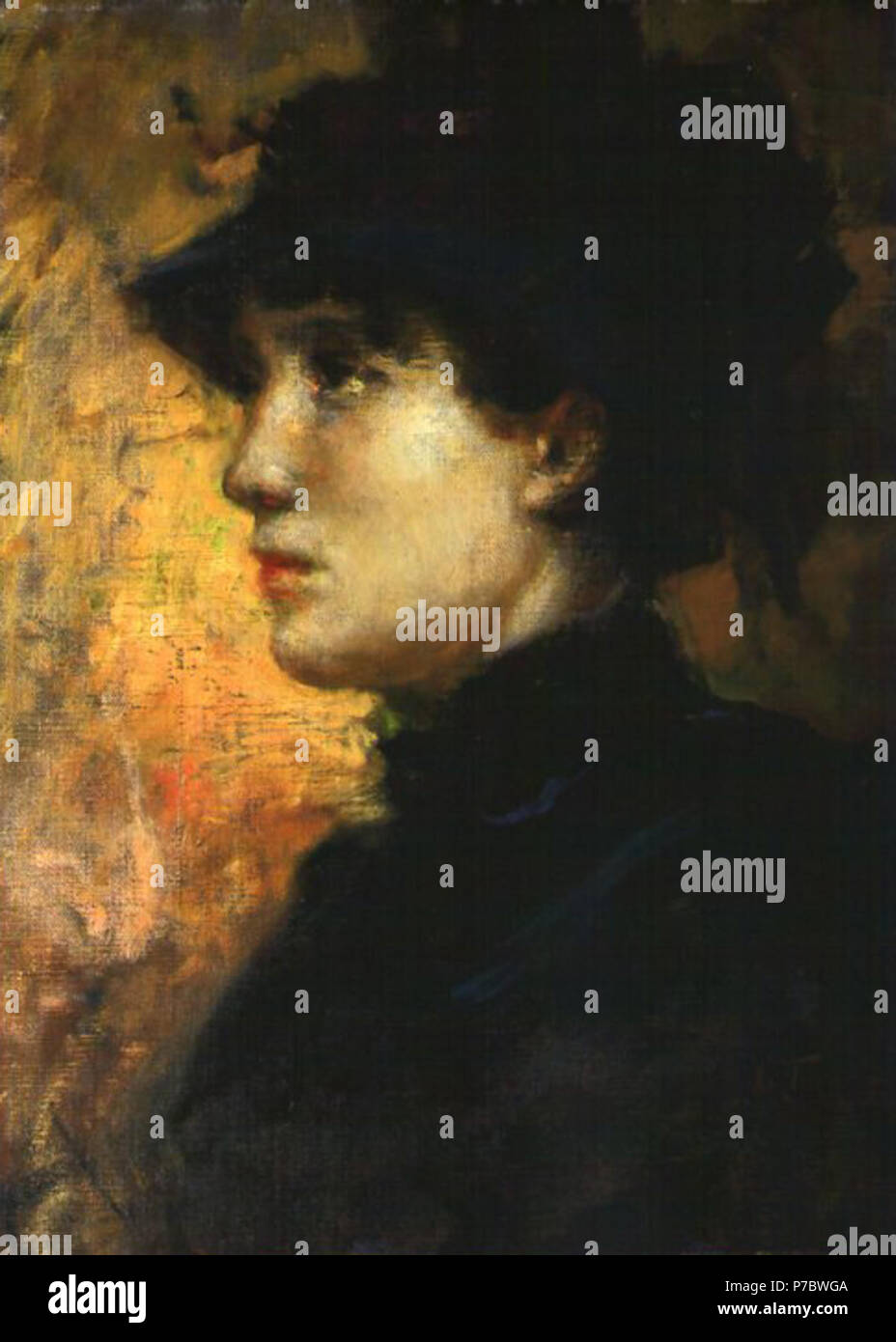 Signora di profilo con cappellino . 1884 78 Tallone signora Stock Photo