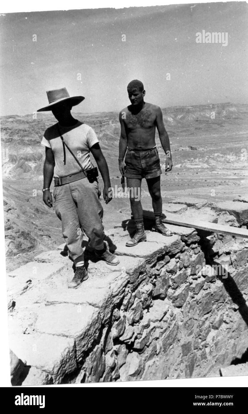 English Amir Drori & Yigael Yadin at Masada's archaeological
