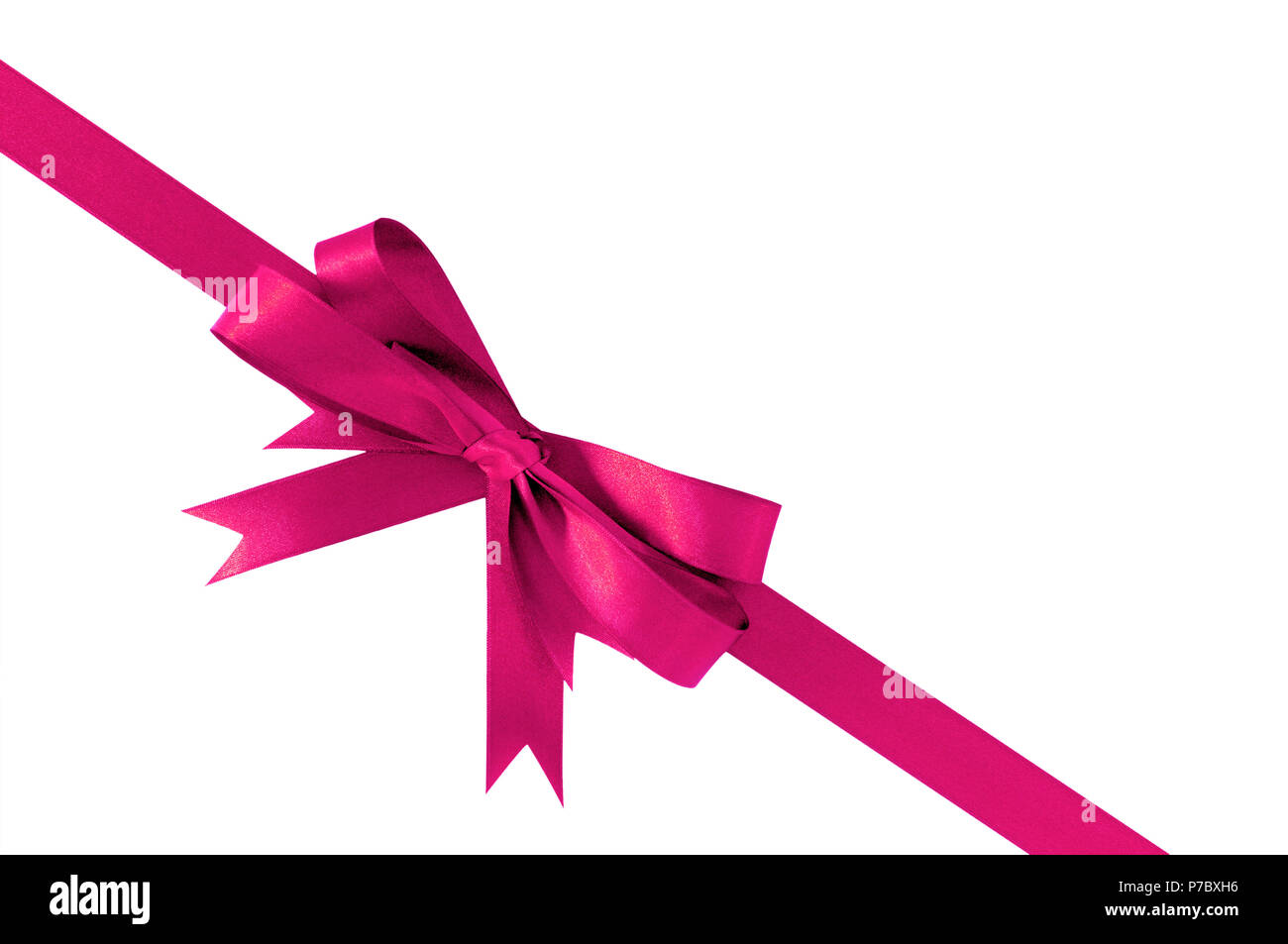 Pink gift ribbon bow. Pink red satin ribbon with knotted bow gift