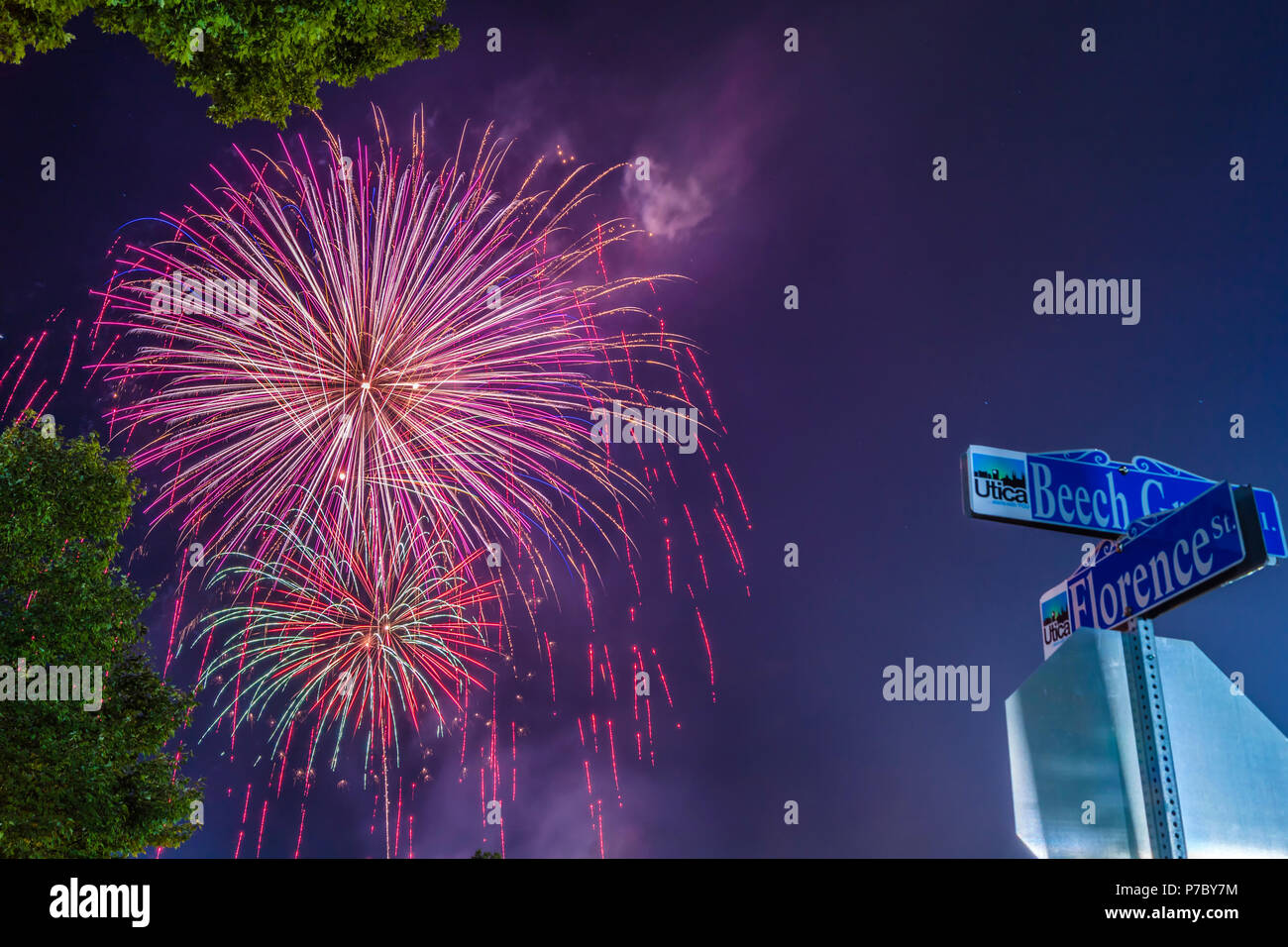 UTICA, NY July 4, 2018 4th of July Fireworks show on Independence