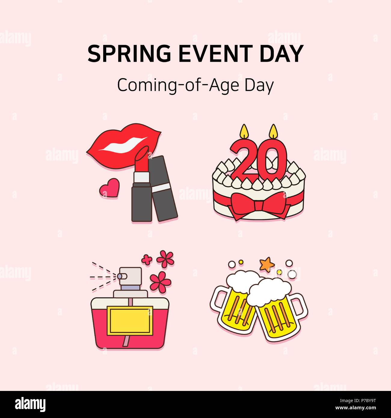 Vector - Spring event day icon set in colorful background 029 Stock ...