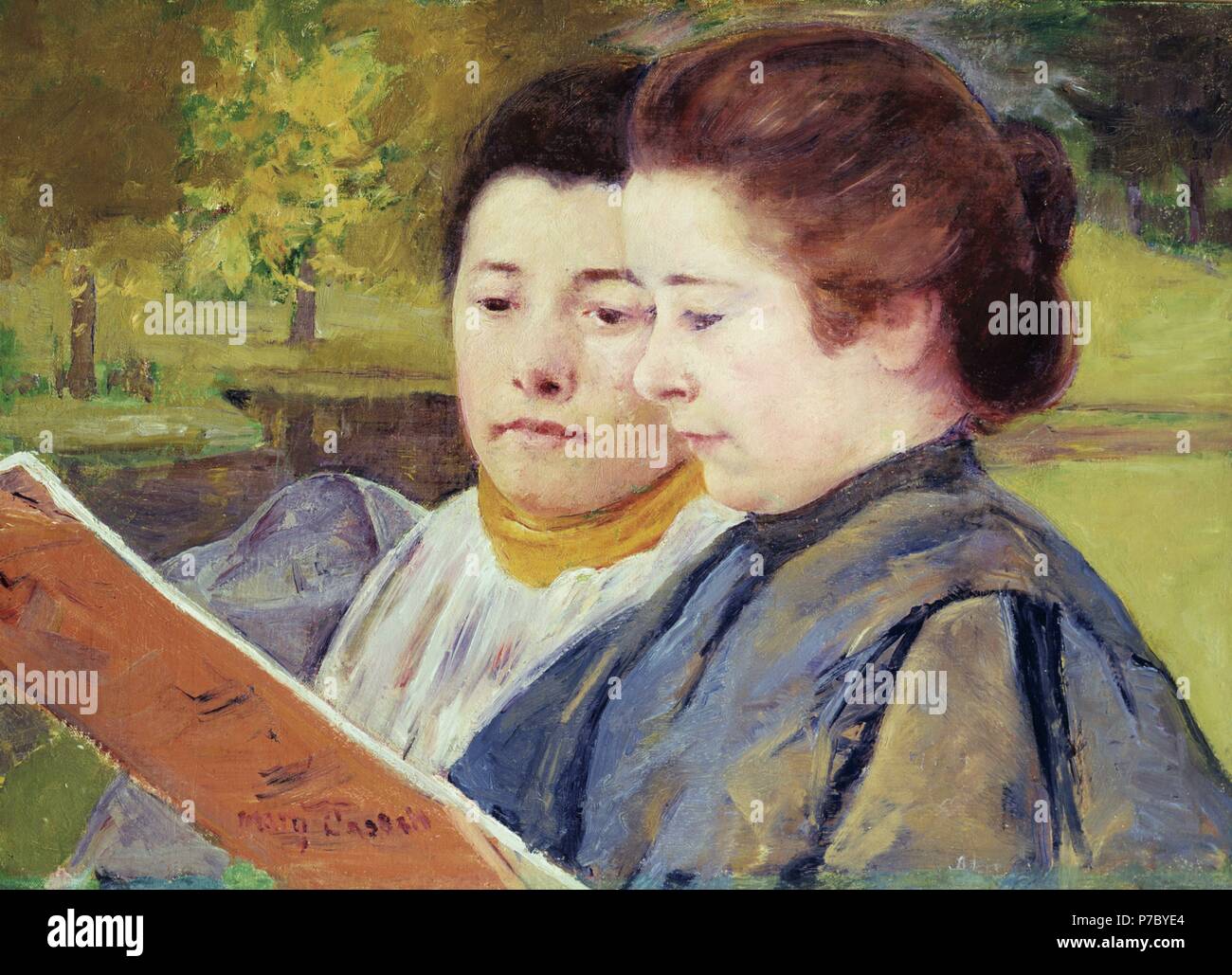 Mujeres leyendo. Museum: HIRSCHL AND ADLER GALLERIES NEW YORK USA. Stock Photo