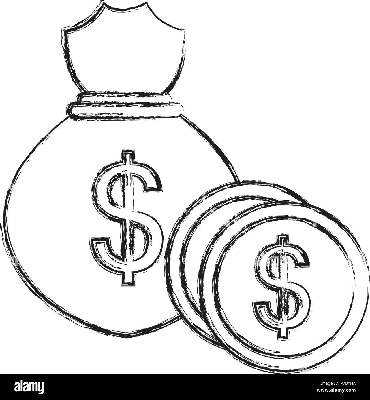 money bag with coins vector illustration design Stock Vector Image ...