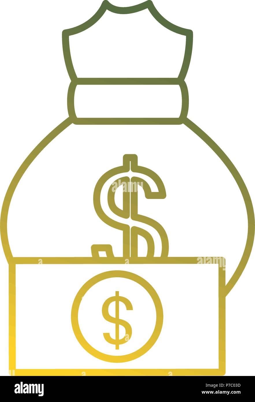 money bag with bills vector illustration design Stock Vector Image ...