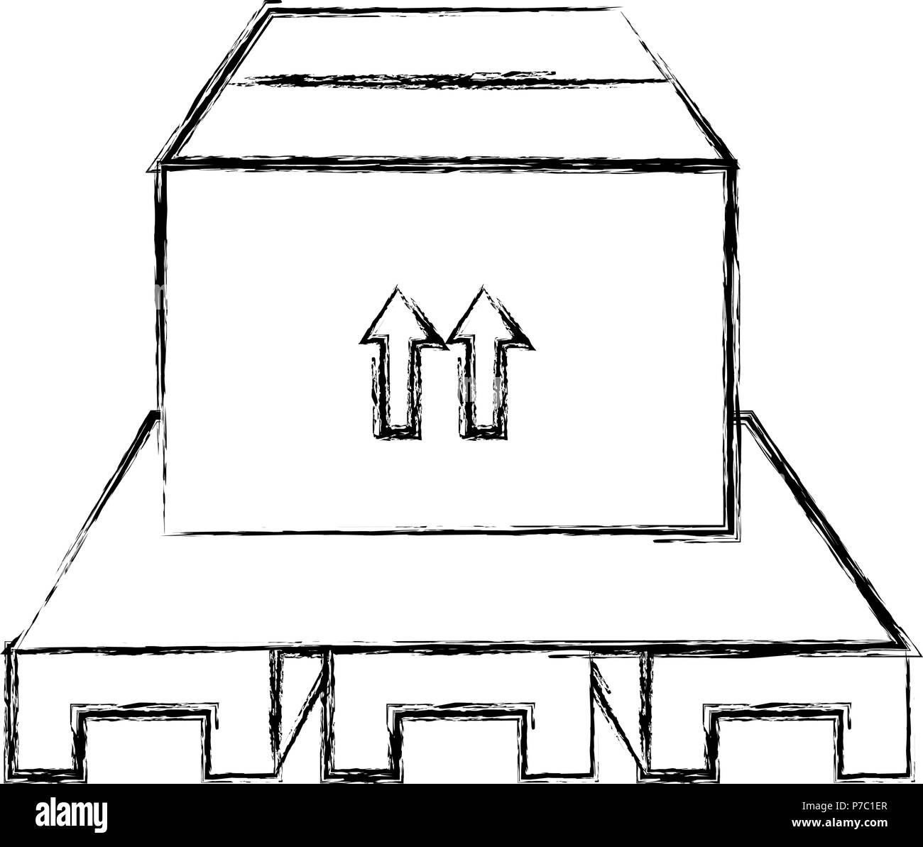 carton box in wood stowage vector illustration design Stock Vector