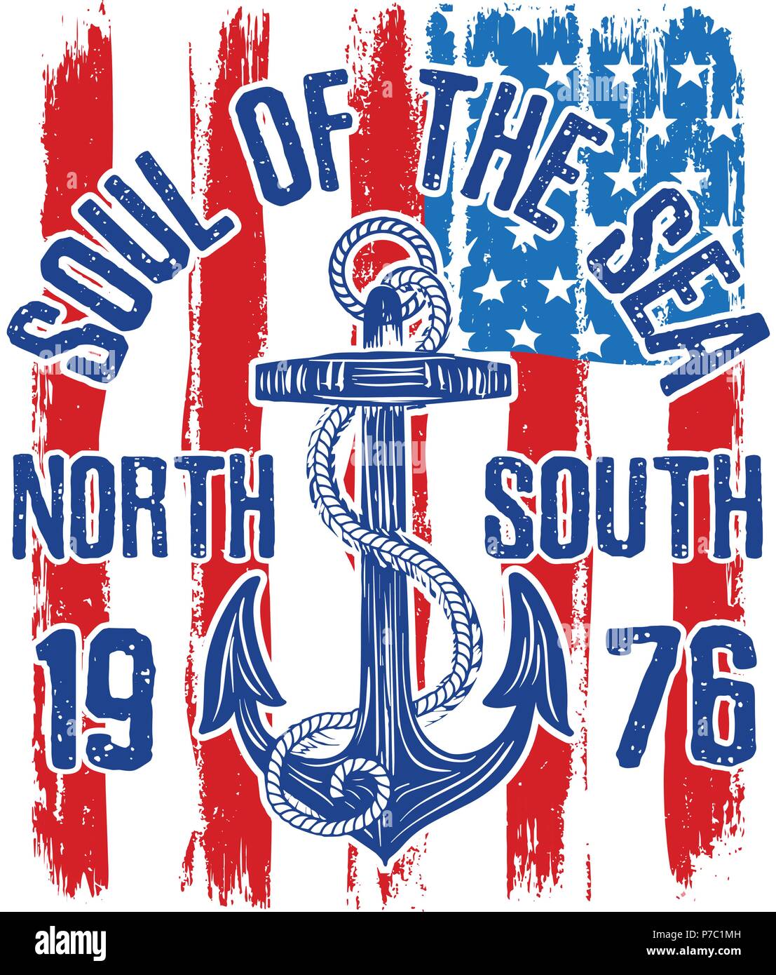 Anchor vintage design with american flag Stock Vector