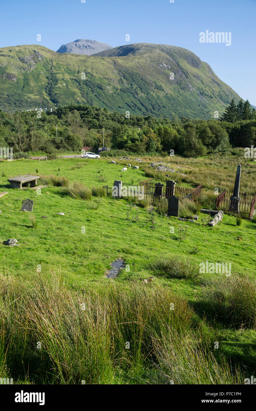 Old Inverlochy Cemetery near Fort William, Scotland, with views of Ben Nevis in the background Stock Photo