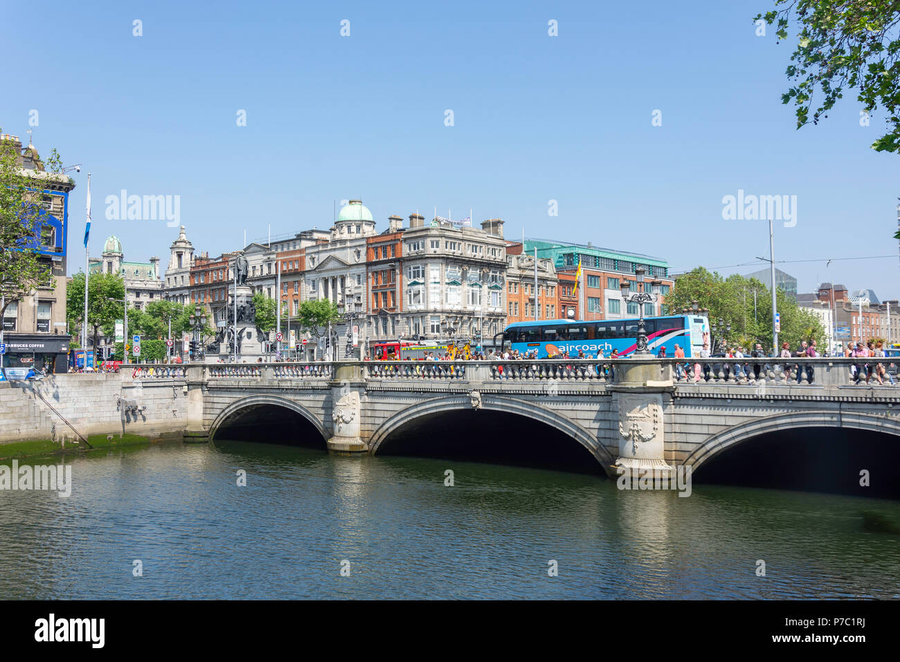 O'Connell Bridge over River Liffey, O'Connell Street Lower, Dublin, Leinster Province, Republic of Ireland Stock Photo
