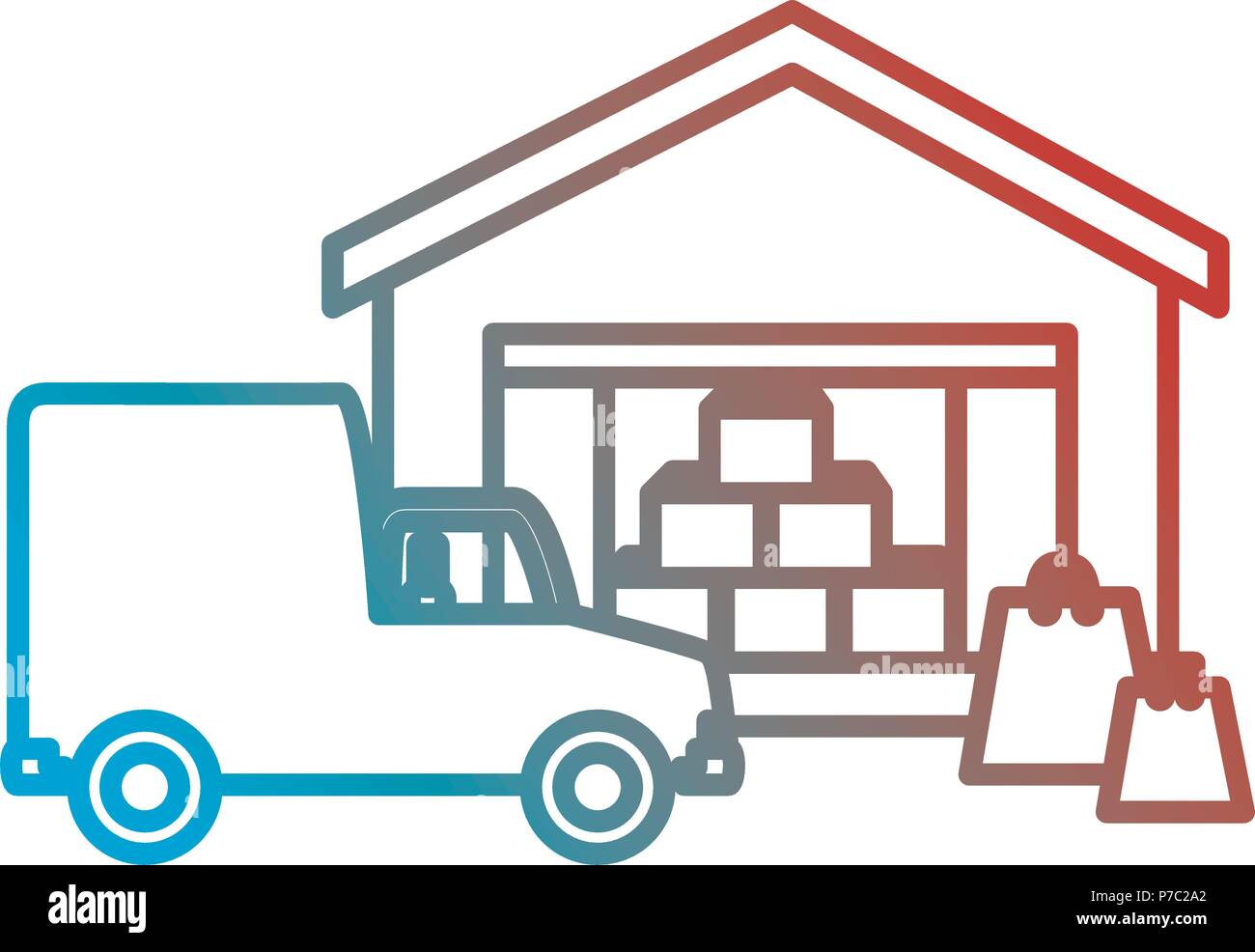 Warehouse building pile boxes Stock Vector Images - Alamy