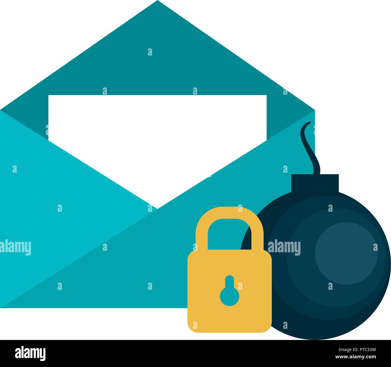 envelope mail with padlock and bomb vector illustration design Stock ...