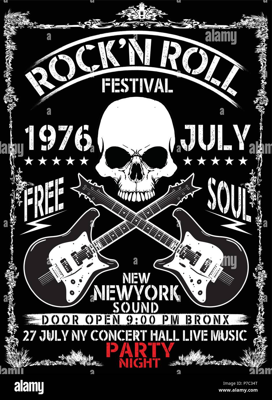 Hand drawn Rock festival poster. Rock and Roll sign Stock Vector Image &  Art - Alamy