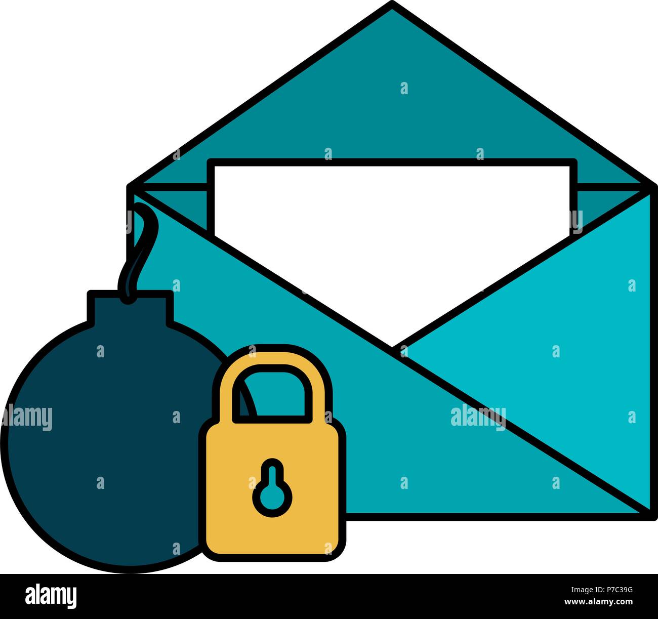 envelope mail with padlock and bomb vector illustration design Stock ...