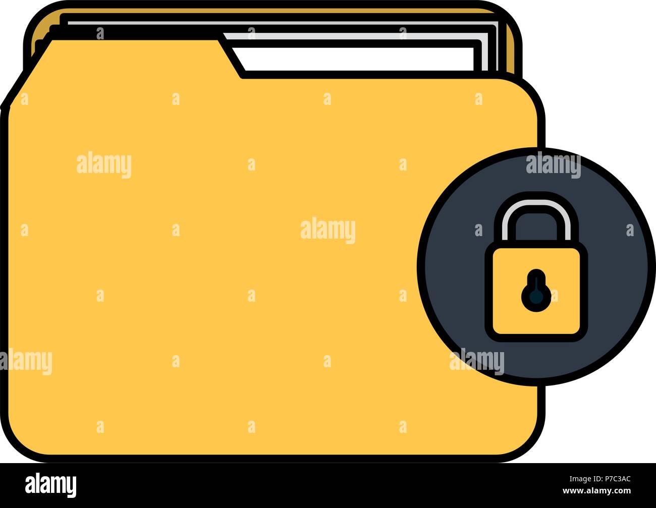 file folder with documents and padlock vector illustration design Stock ...