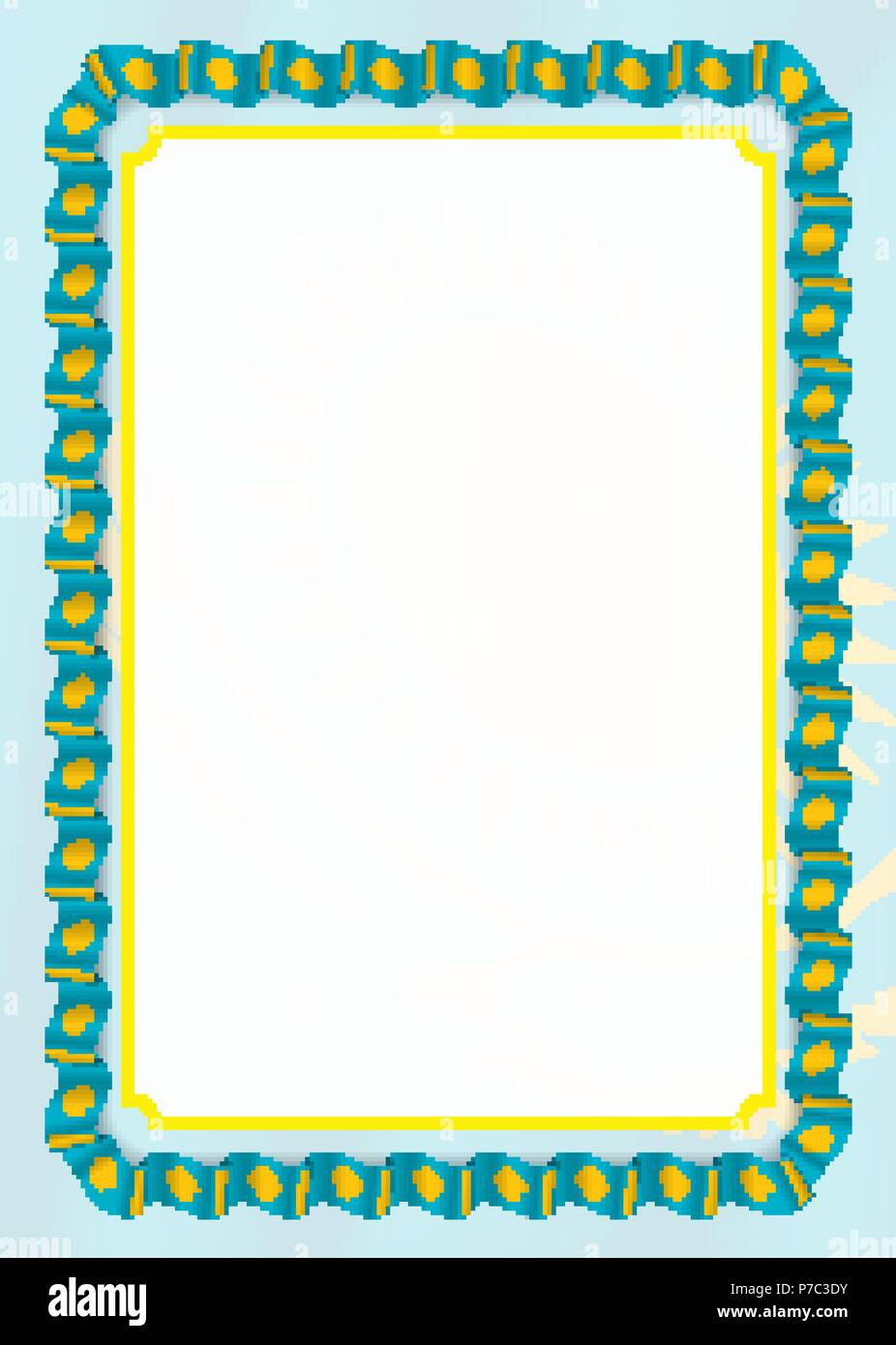 Frame and border of ribbon with Kazakhstan flag, template elements for ...