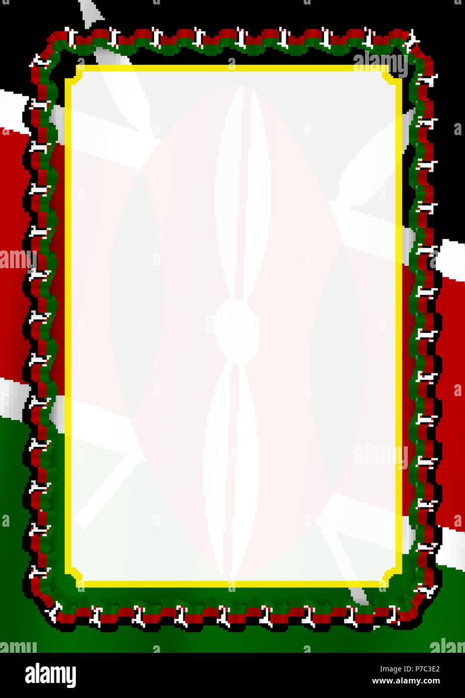 Frame and border of ribbon with Kenya flag, template elements for your