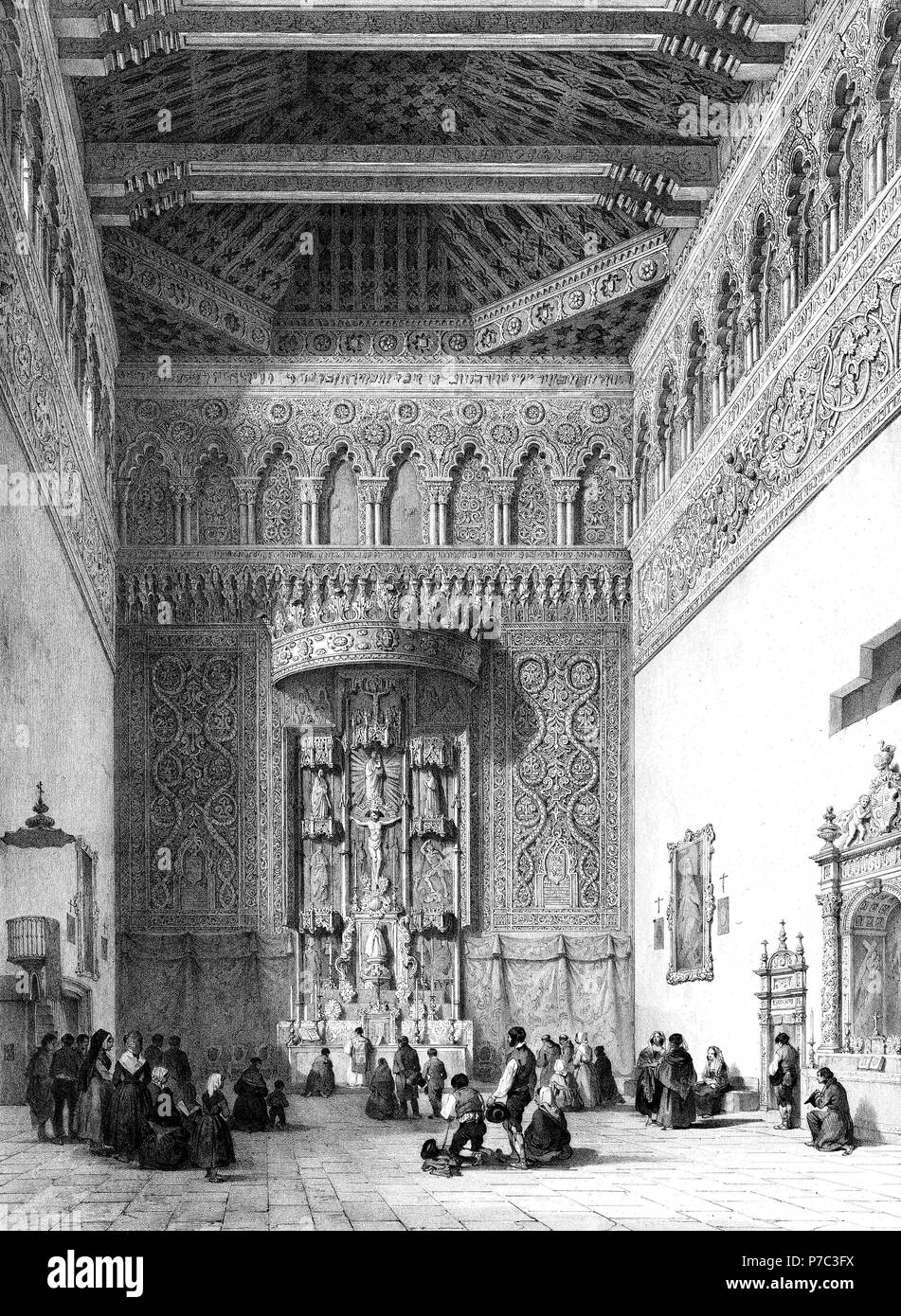 Interior de la Sinagoga Mayor de Toledo, hoy Iglesia de San Benito. Museum: COLECCION PARTICULAR MADRID ESPAÑA. Stock Photo