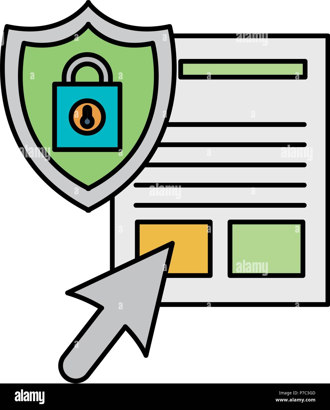 documents files with padlock and shield vector illustration design ...
