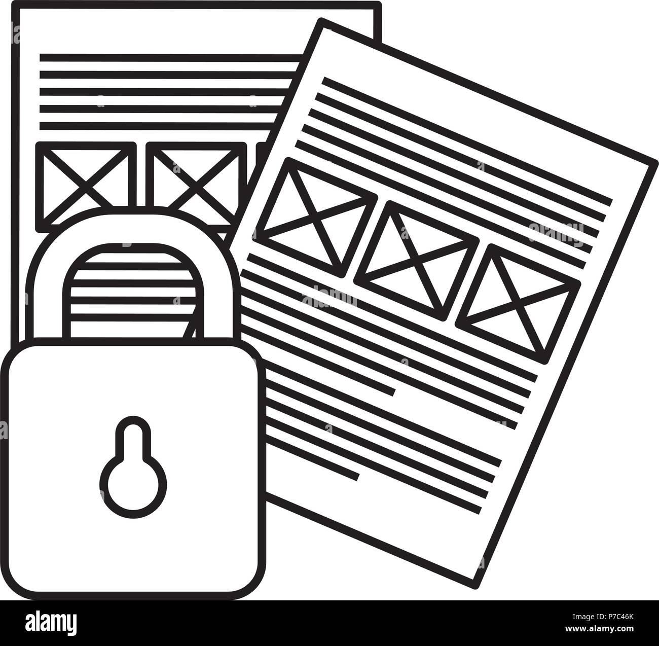documents files with padlock vector illustration design Stock Vector ...
