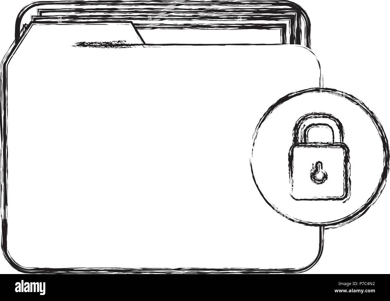 file folder with documents and padlock vector illustration design Stock ...