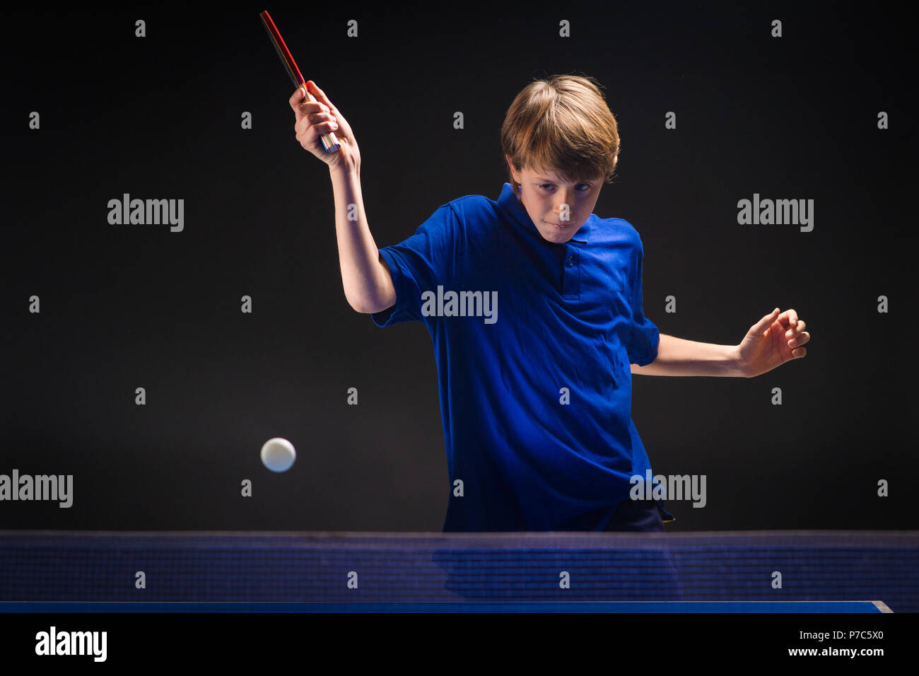 table tennis player in action Stock Photo