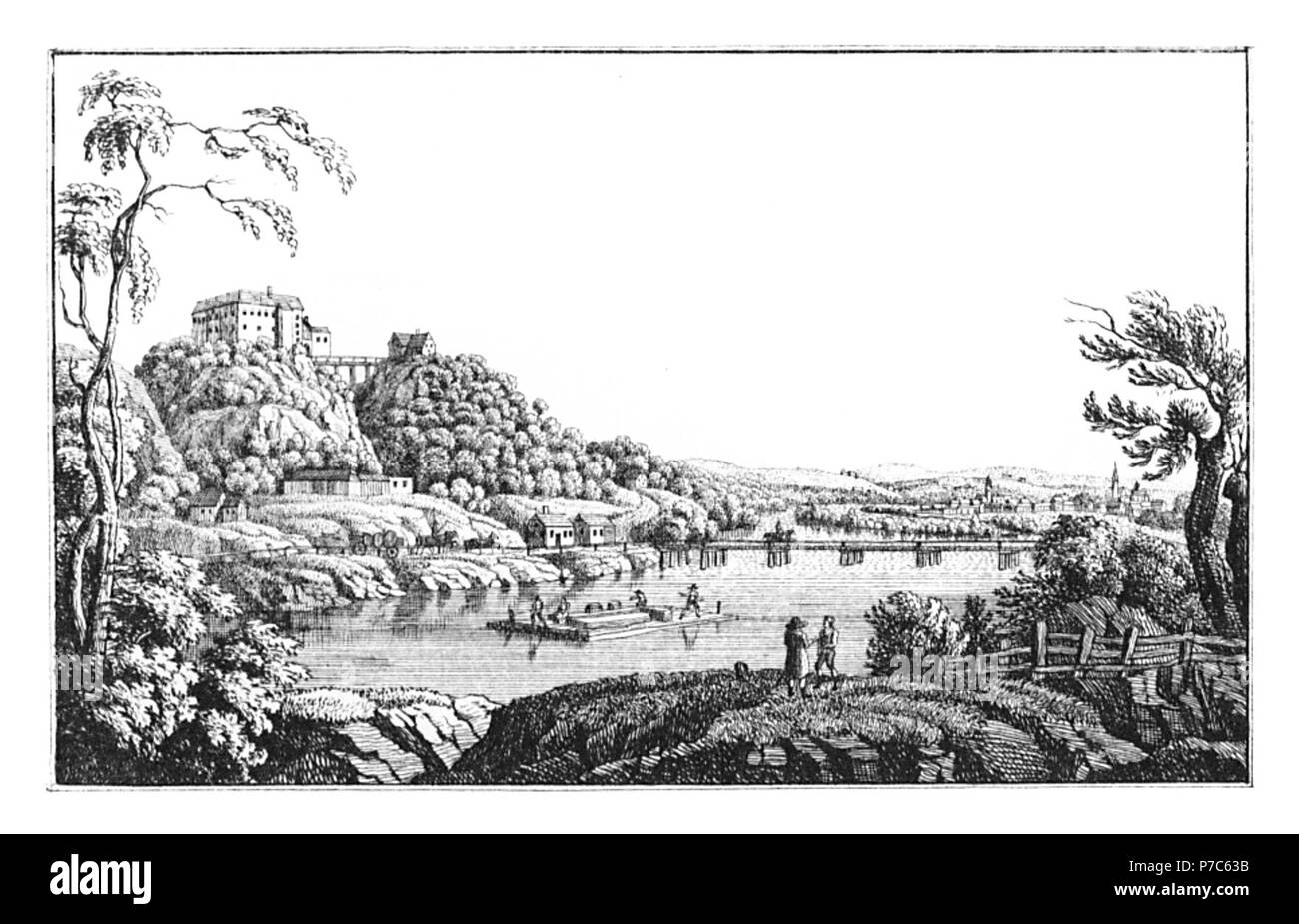 194 Schloss Ober-Mureck, Trate - J.F.Kaiser Lithografirte Ansichten der Steiermark 1830. Stock Photo
