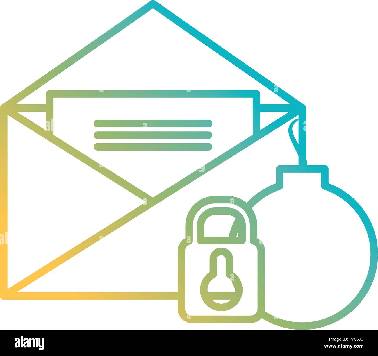 envelope mail with padlock and bomb vector illustration design Stock ...