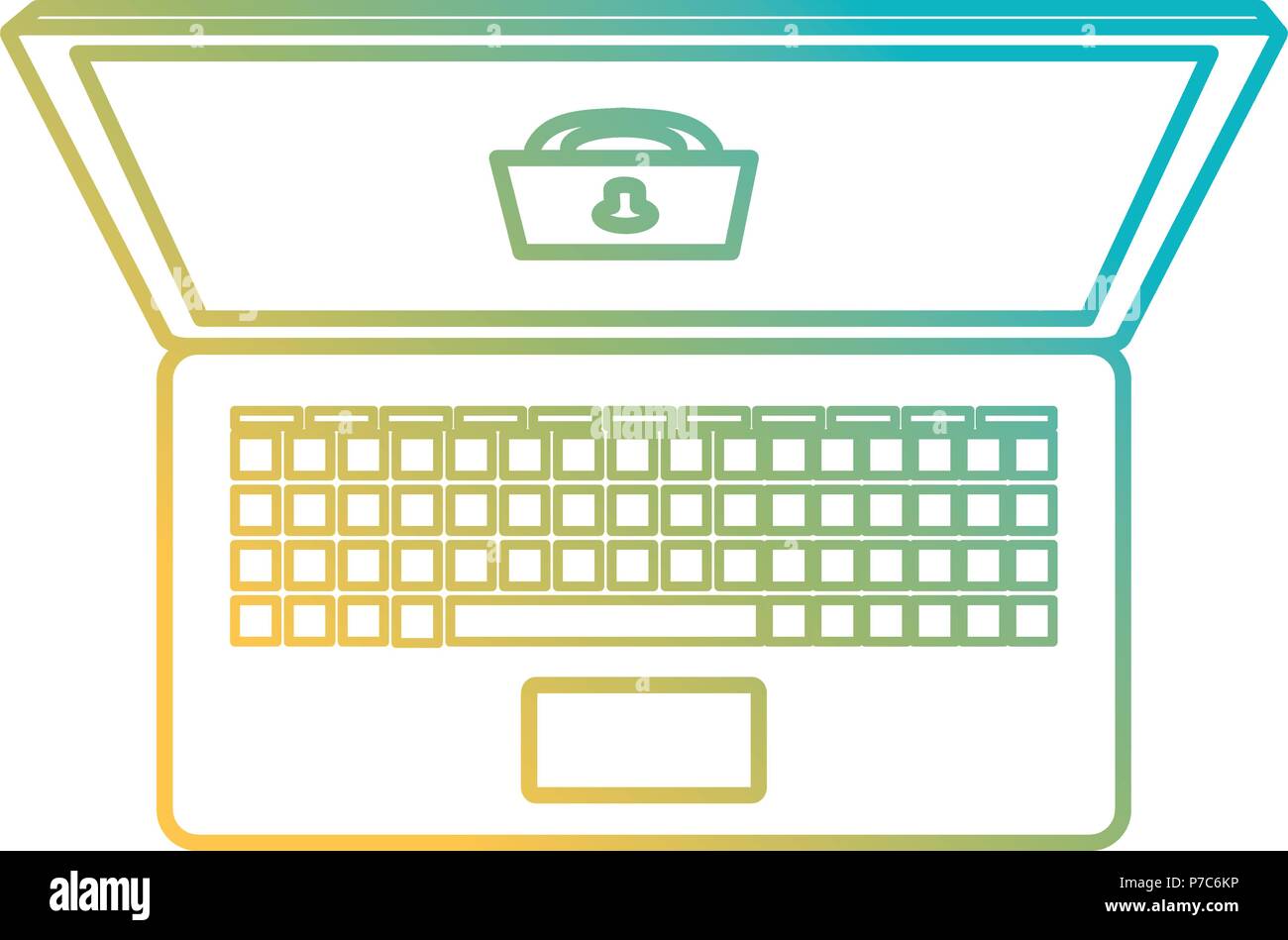 laptop computer with shield and padlock vector illustration design ...