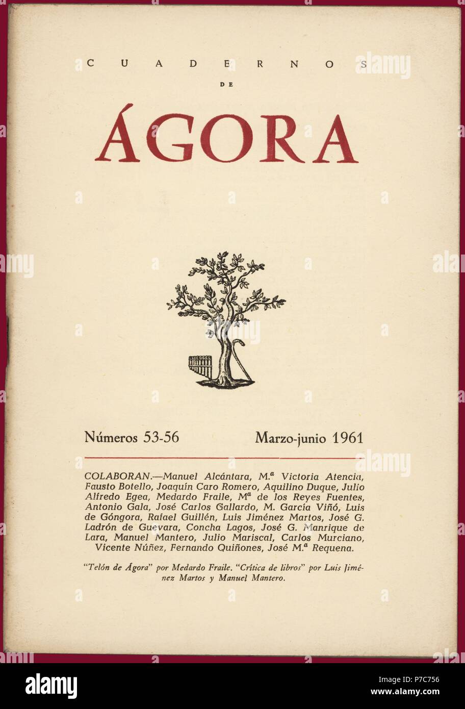 Portada de la revista Cuadernos de Ágora. Madrid, 1961. Stock Photo