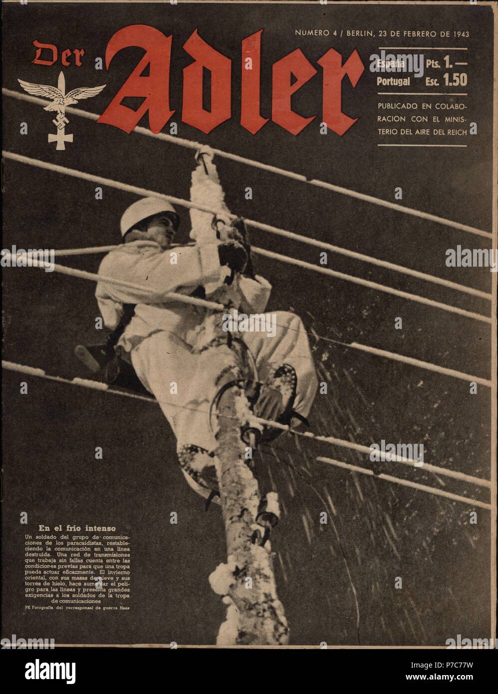 Portada de la revista alemana Der Adler, editada en castellano en Berlín, febrero de 1943. Stock Photo