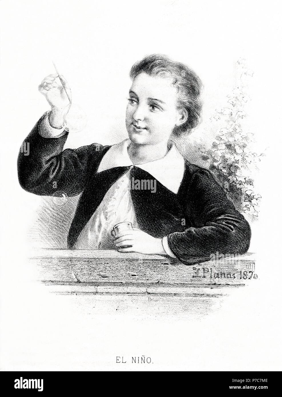 Carácteres del individuo. El niño. Grabado de 1870. Stock Photo