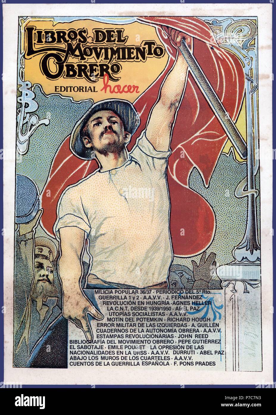 Cartel de la Editorial Hacer. Libros del movimiento obrero. Años 1955. Stock Photo