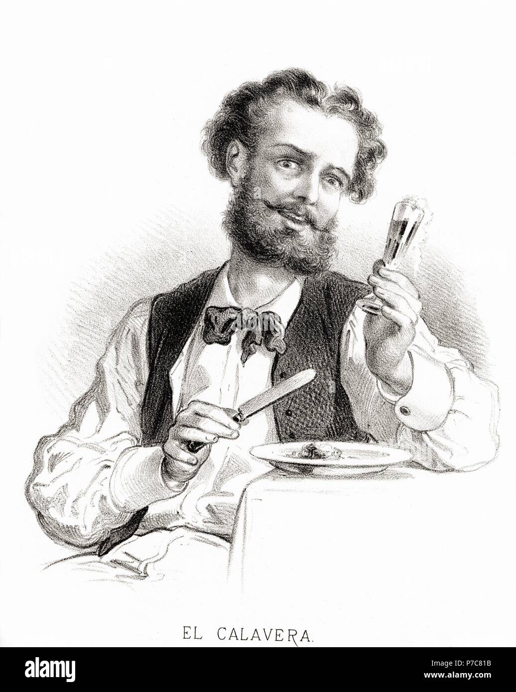 Carácteres del individuo. Hombre calavera. Grabado de 1870. Stock Photo