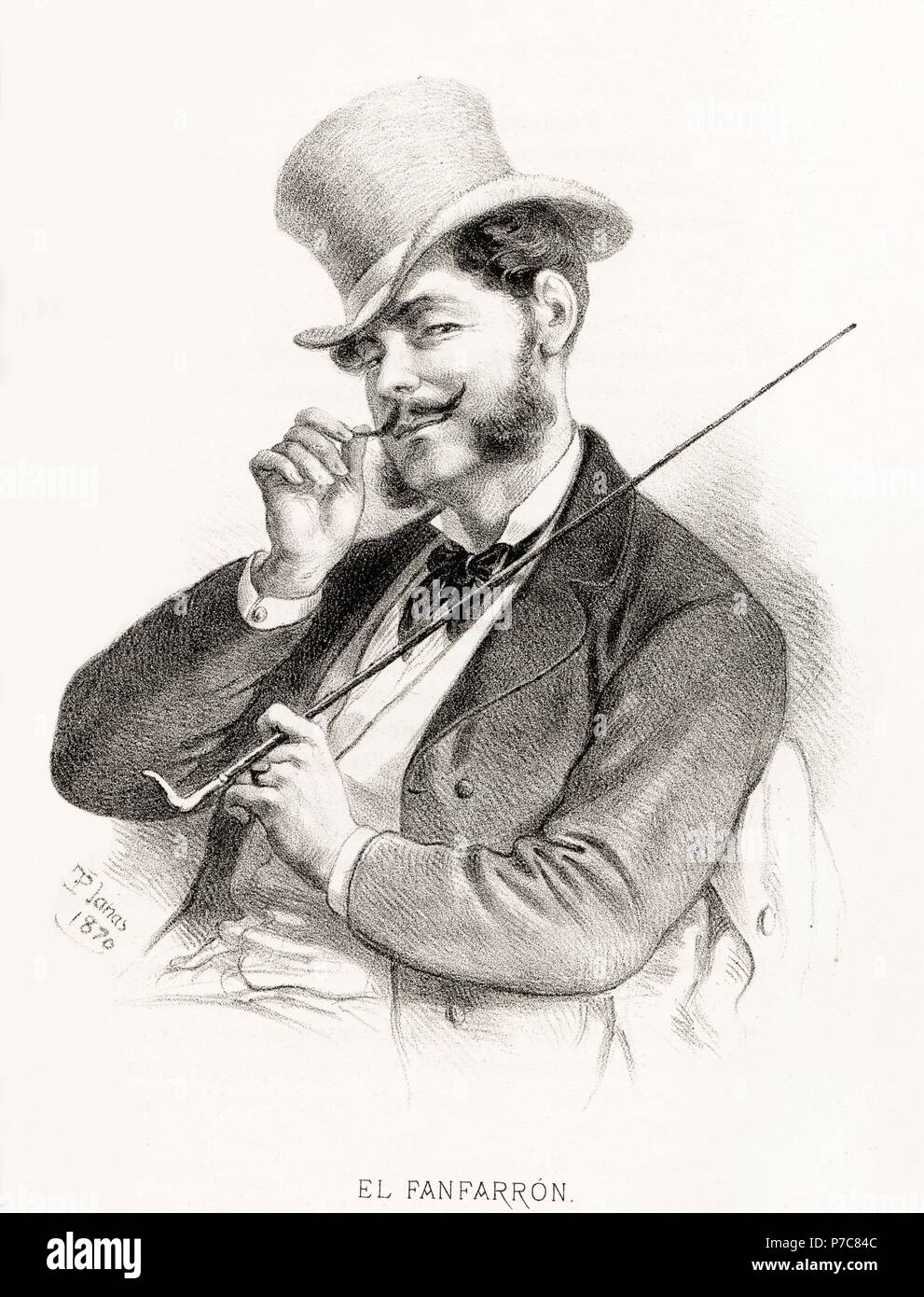 Carácteres del individuo. Hombre fanfarrón. Grabado de 1870. Stock Photo