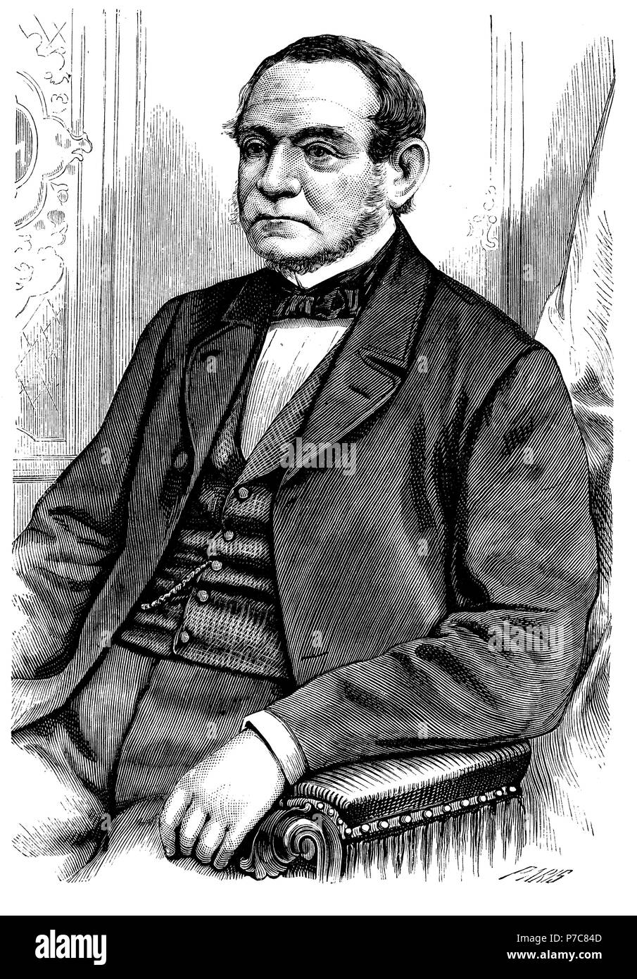 William B. Astor (1792-1875). Financiero y filántropo norteamericano. Grabado de 1875. Stock Photo