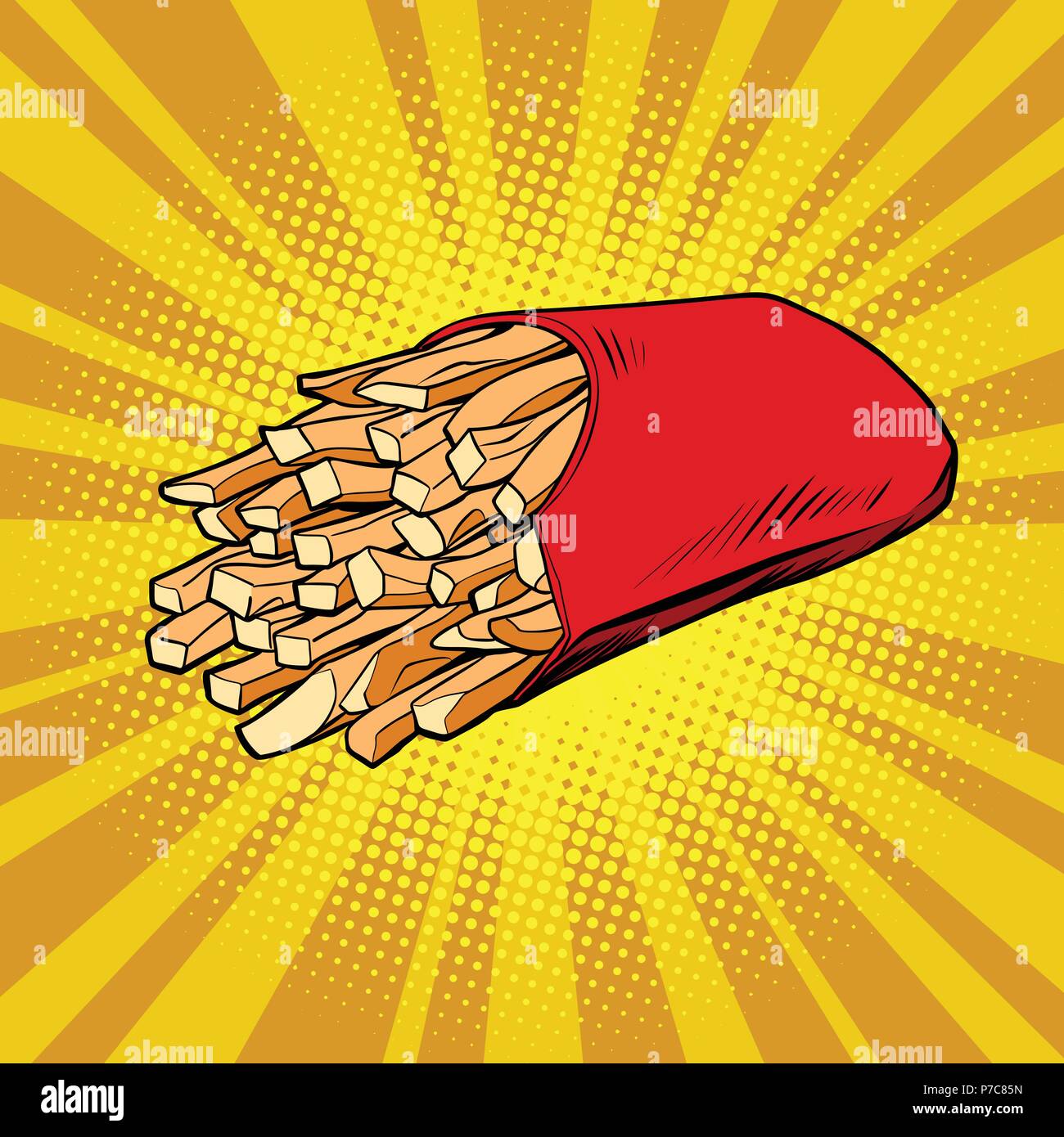 French fries serving Stock Vector