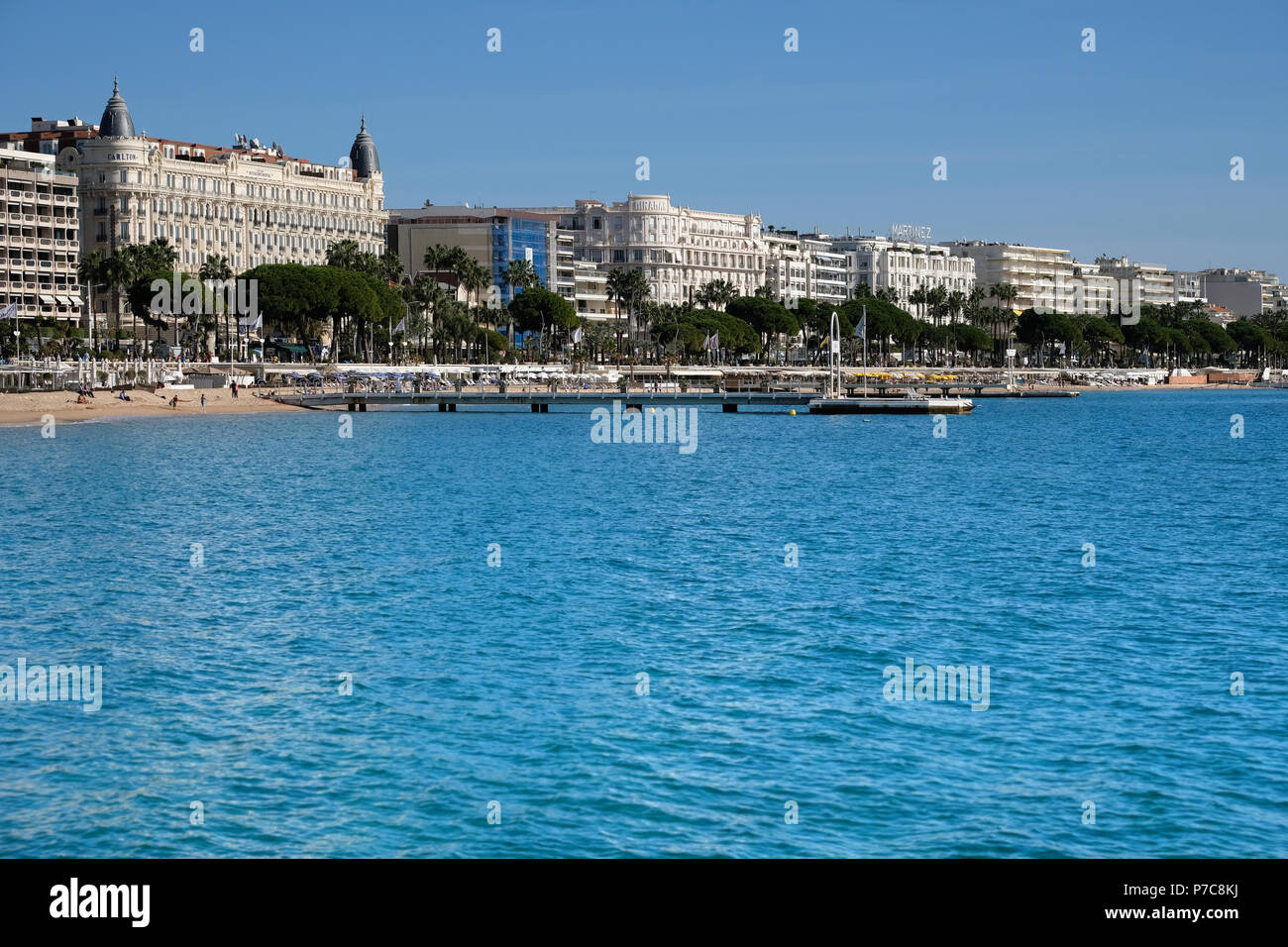 Cannes, France October 25, 2017 view of the sea and beach in front