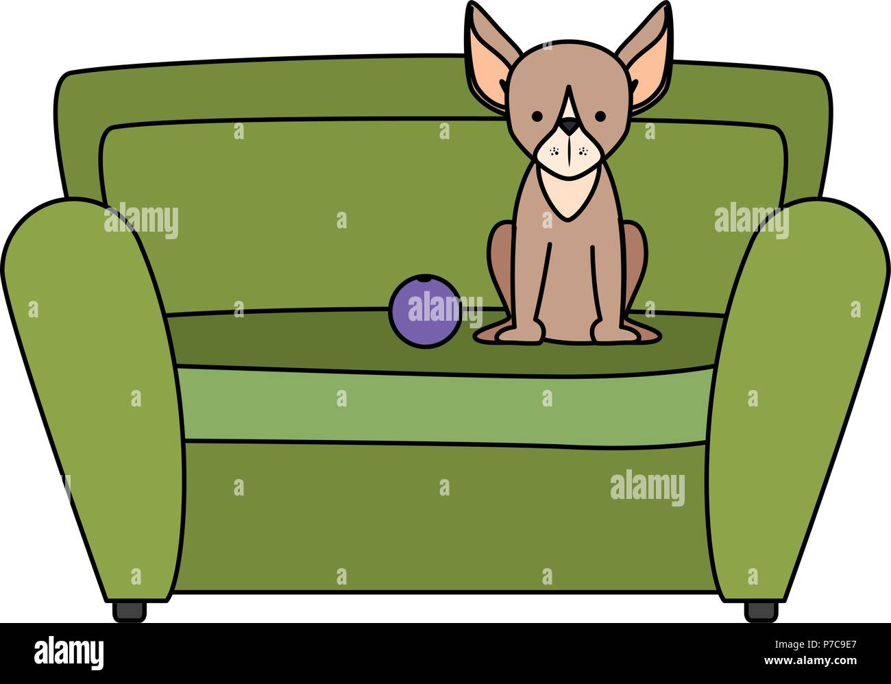 cute dog pet in the sofa character vector illustration design Stock ...