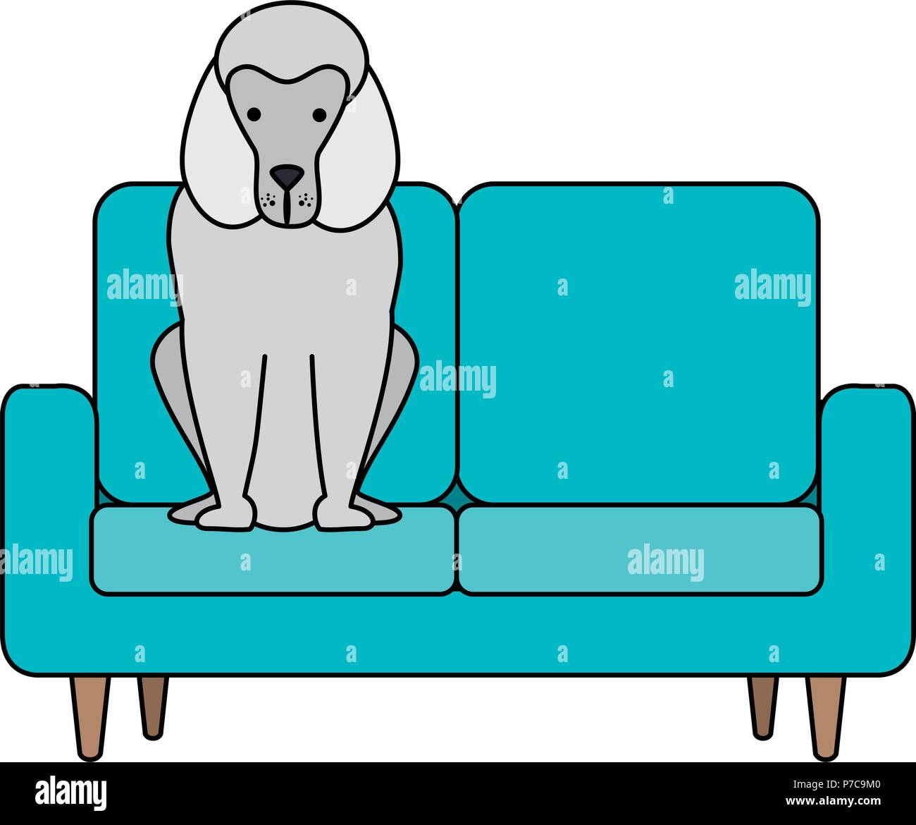 cute dog pet in the sofa character vector illustration design Stock ...