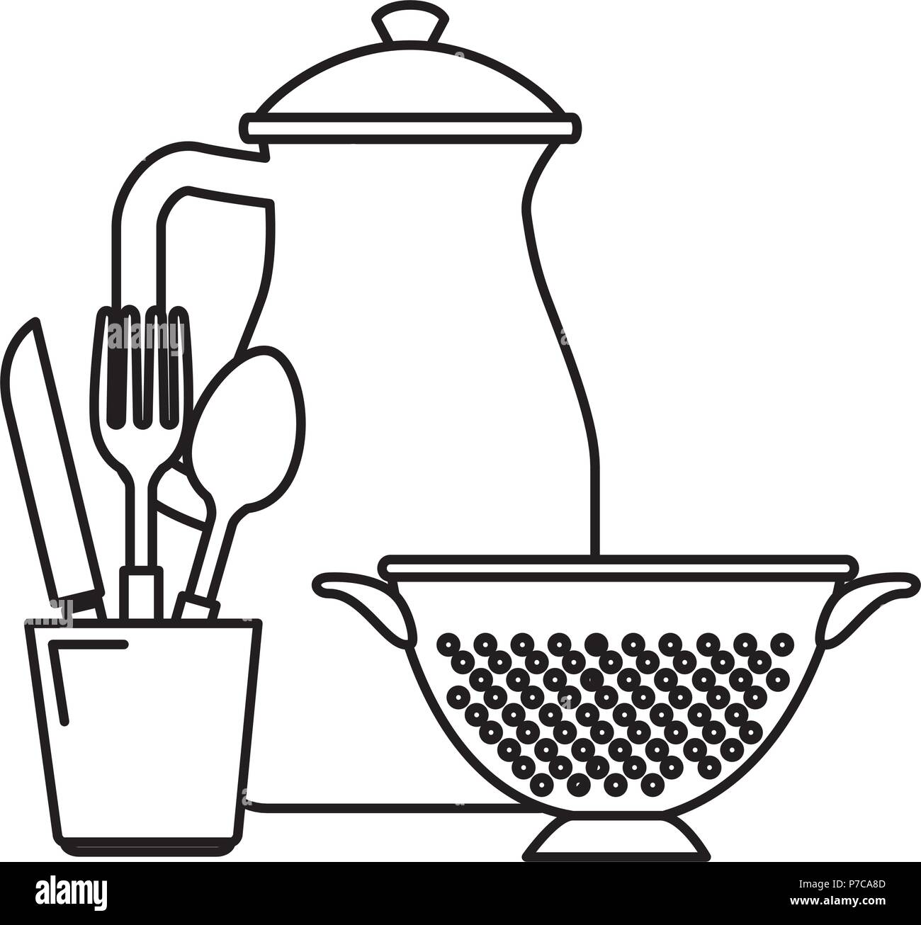 cutlery holder with utensils vector illustration design Stock Vector